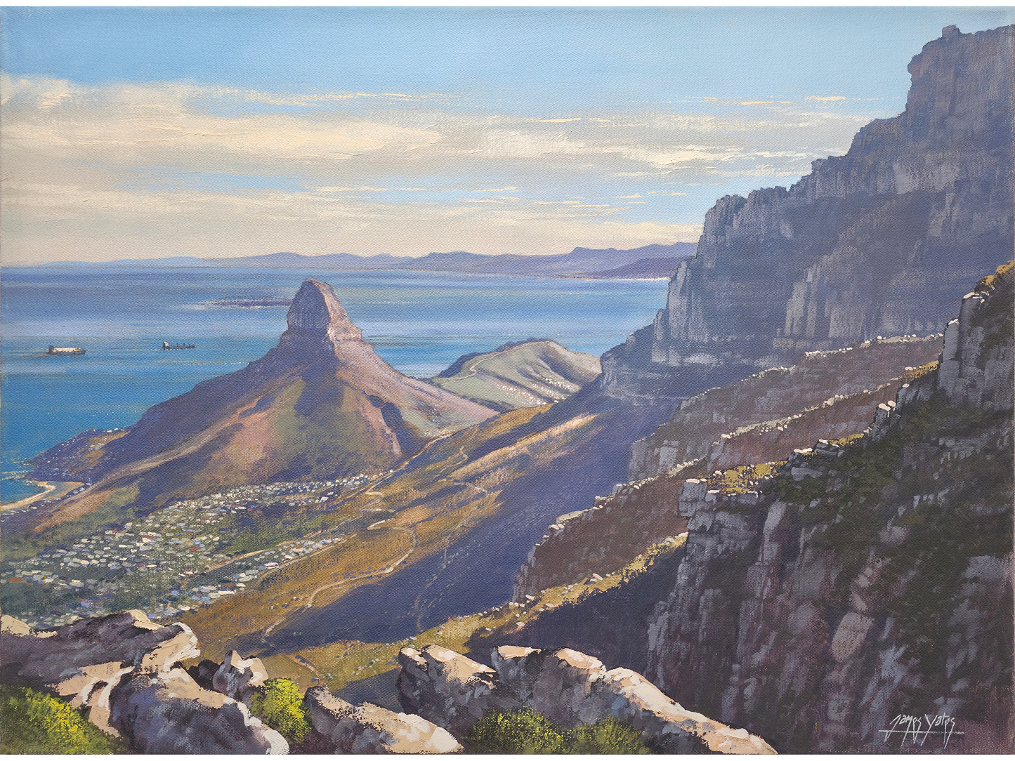 Lion's Head and Robben Island from Table Mountain' - James Yates