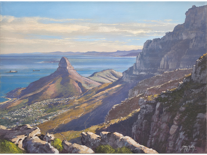 Lion's Head and Robben Island from Table Mountain' - James Yates