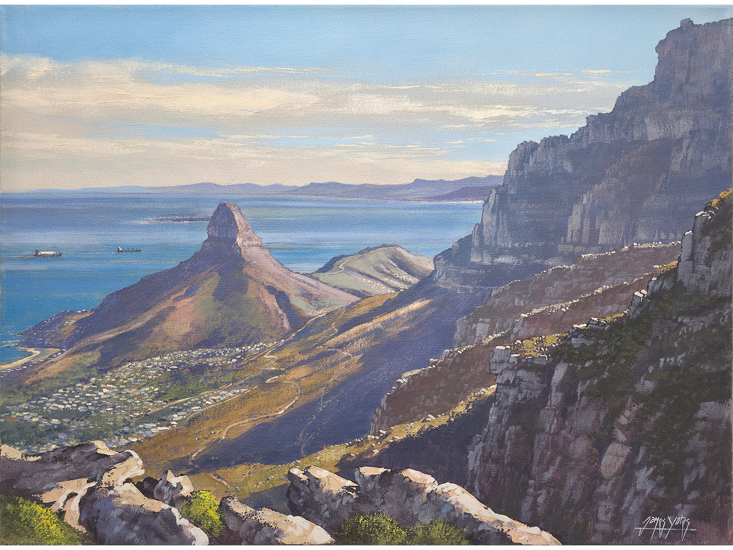 Lion's Head and Robben Island from Table Mountain' - James Yates