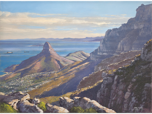 Lion's Head and Robben Island from Table Mountain' - James Yates