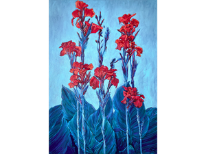 'Cannas in Blue and Red' - Karin Hopkinson